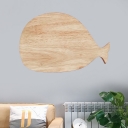 Nordic LED Sconce Light Fixture White/Black/Beige Whale Shape Wall Mount Lighting with Wood Panel Shade in White/Warm Light
