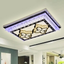 Rectangle Clear Crystal Flush Mount Modern Living Room LED Ceiling Lamp with Maple/Four-Leaf Clover Pattern