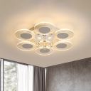 Clear 6/8-Petals Ceiling Flush Mount Modernist Acrylic Bedroom LED Flushmount Light, 25.5/31.5 Inches Width
