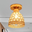 Modernist Globe/Cone Mini Ceiling Flush Single-Bulb Crystal Flush Mount Lighting Fixture in Gold