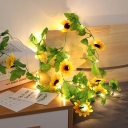 Nordic Style Sunflower String Lamp Plastic 20-Light Bedroom LED String Light Hanging Kit in Green, 6.5 Ft
