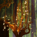 Clear Plastic Leaf String Lighting Contemporary 6M 40 Bulbs Battery/USB LED Lamp String for Bedroom
