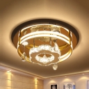 K9 Crystal Loop Ceiling Lamp Modernist LED Bedroom Flush Mount Lighting in Chrome