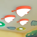 Acrylic Fish Ceiling Flush Mount Cartoon LED Orange Flushmount Lighting for Kids Bedroom