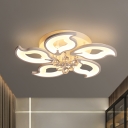 LED Crystal Ball Ceiling Flush Modernist White Blossom Bedroom Flush Mount Light Fixture