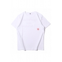 Simple Guys Letter Lip Graphic Short Sleeve Crew Neck Loose Fit T-shirt in White