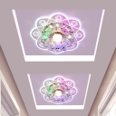 Clear Crystal Bloom Flush Mount Modern Style LED Porch Flushmount Lighting in Warm/Blue/Multi Color Light