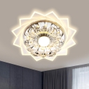 Modern Floral Ceiling Flush Clear K9 Crystal LED Flush Mount Light Fixture in Warm/White Light