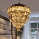 Single Bulb Hanging Lamp Modern Bedroom Ceiling Light with Tiered Clear Crystal Shade