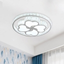 Loving Heart Rounded LED Ceiling Light Romantic Modern White Crystal Embedded Flush Mount Fixture