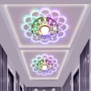 Bloom Clear Crystal Flushmount Modernist LED Hallway Ceiling Mounted Light in Warm/Multi Color Light