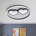 Love Heart Acrylic Ceiling Flush Light Modernist Coffee LED Flush Mount in Warm/White Light for Bedroom