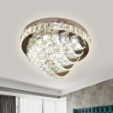 Layered Bedroom Flush Mount Lamp Modernism Crystal Block LED Chrome Ceiling Lighting, 18