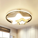 Nordic LED Ceiling Light Black and White Square/Loving Heart/Star Flush Mount with Acrylic Shade and Crystal Accent