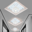 Minimalism Square Ceiling Light Fixture LED Crystal Flush Mount in White for Foyer, Warm/White/Multi Color Light