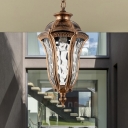1 Bulb Pendant Ceiling Light Rural Urn Shade Clear Dimple Glass Hanging Lamp Kit in Bronze