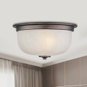 Rural Bowl Flush Ceiling Light 3-Light White Prismatic Glass Flush Mount Lamp for Bedroom