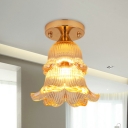 Minimalist Single Ceiling Flush Mount 2-Layer Flower/Twisted Flowerbud Crystal Flush Mounted Light in Gold