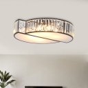6 Lights Split Circle Flushmount Lamp Modern Black Prismatic Crystal Ceiling Light Fixture
