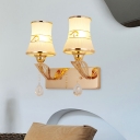 Modernism 2-Light Wall Lighting Idea with Opal Glass Shade Gold Bell Wall Mounted Lamp Fixture