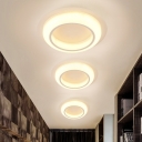 Hoop Shape Flush Light Fixture Simple Acrylic LED Corridor Flush Mounted Lamp in Black/White/Grey