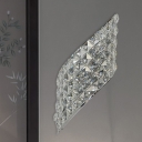 Arced Leaf Shape Sconce Lighting Modernist Faceted Crystal 4 Lights Clear LED Wall Lamp