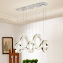 Hoop Dining Room Cluster Pendant Beveled Crystal 5-Head Modernist Hanging Ceiling Light in Nickel