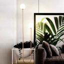 Gold Finish U-Like Floor Standing Light Post Modern 2 Lights Metal LED Floor Lamp with Globe White Glass Shade