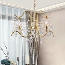 3 Bulbs Teardrop Ceiling Chandelier Traditional Gold Finish Clear Crystal Suspension Light