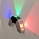 Arched Aluminum Flush Wall Sconce Simplicity Black and Silver LED Wall Mount Fixture in RGB Color Light