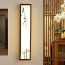 Asian Elongated Wood Wall Light Fixture LED Wall Mount Mural Lamp in Brown with Acrylic Shade