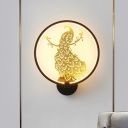 Peacock Aluminum Wall Mounted Lamp Modern Novelty Black and Gold LED Mural Light for Living Room
