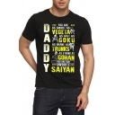 Cool Black Letter Daddy Cartoon Graphic Short Sleeve Crew Neck Regular Fit T Shir