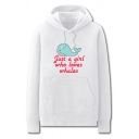 Cool Mens Whale Letter Just a Girl Who Loves Whales Printed Pocket Drawstring Long Sleeve Regular Fit Graphic Hooded Sweatshirt