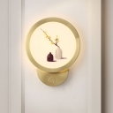 Minimalistic LED Mural Wall Lamp Gold Pot Vase Painting Sconce Lighting with Acrylic Shade
