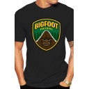 Mens Novelty Animal Letter Bigfoot Patrol Printed Crew Neck Short Sleeve Regular Fit Graphic T-Shirt