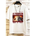 Basic Mens T-Shirt Figure Japanese Letter Fashion Pattern Crew Neck Short Sleeve Regular Fitted Graphic T-Shirt