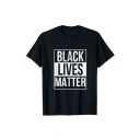 Stylish Letter Black Lives Matter Printed Short Sleeve Crew Neck Relaxed Tee Top for Guys