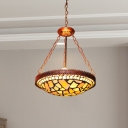 2 Lights Bowl Suspension Pendant Baroque Rust Handcrafted Glass Chandelier over Table