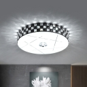 LED Ceiling Flush Mount Modern Crystal Checkered Designed Round Flush Light in Black
