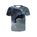 Chic 3D Wolf Hand Pattern Short Sleeve Round Neck Fitted Tee Top for Men