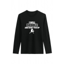 Cool Mens Character Letter I Will Dribble and Shut You up Printed Long Sleeve Round Neck Regular Fitted T-Shirt