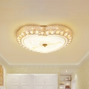 Loving Heart Shape Flush Light Contemporary Crystal LED Gold Flush Mounted Ceiling Lamp