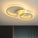 Modern Dual Circle Ring Flush Lamp Metallic LED Bedroom Flush Mounted Lighting in Gold, 16