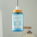 Feeding Bottle Hanging Lighting Kids Blue Glass Single Bulb Baby Bedroom Ceiling Pendant Lamp