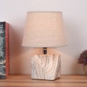 1 Light Table Lighting with Barrel Shade Fabric Traditional Study Room Ceramics-Base Nightstand Lamp in White