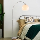 Arch Bedside Reading Floor Light Stainless Steel 1-Head Minimalist Floor Lamp with Dome Acrylic Lamp Shade in Grey-White
