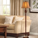 Traditional Empire Shade Floor Lamp Single Fabric Floor Standing Light in Brown for Living Room