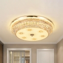Modernism Drum Ceiling Mounted Fixture Crystal LED Bedroom Flush Lighting in Gold