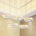 Nickel Finish Square Multi Ceiling Light Simple 5-Light Crystal LED Pendulum Lamp